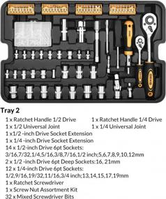 img 2 attached to DEKOPRO 258-Piece Portable Mechanics Tool Kit With Rolling Box For Socket Wrenches, Hand Tools, And Trolley Case