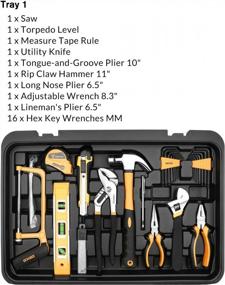 img 3 attached to DEKOPRO 258-Piece Portable Mechanics Tool Kit With Rolling Box For Socket Wrenches, Hand Tools, And Trolley Case