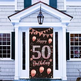 img 1 attached to Make Her 50Th Birthday Spectacular With Rose Gold Door Banner Decoration