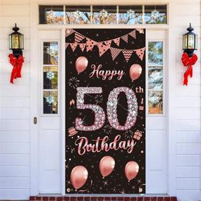 img 4 attached to Make Her 50Th Birthday Spectacular With Rose Gold Door Banner Decoration