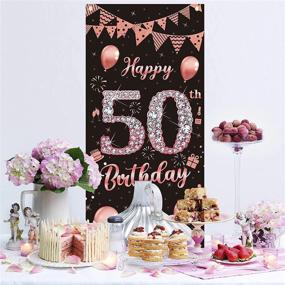 img 2 attached to Make Her 50Th Birthday Spectacular With Rose Gold Door Banner Decoration