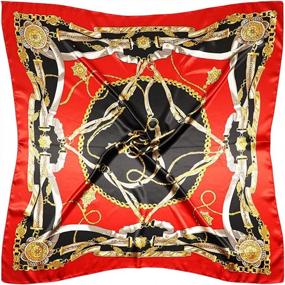 img 4 attached to Vabovin Women'S 35" Satin Square Silk Hair Scarf For Sleeping And Head Wraps
