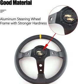 img 1 attached to 🏎️ Premium Somusen Universal Deep Racing Steering Wheel 14”/350mm Dish: Enhanced Performance with Leather Grip and Aluminum Frame