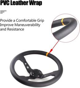 img 2 attached to 🏎️ Premium Somusen Universal Deep Racing Steering Wheel 14”/350mm Dish: Enhanced Performance with Leather Grip and Aluminum Frame