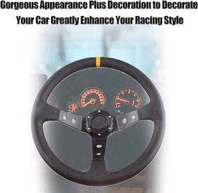 img 3 attached to 🏎️ Premium Somusen Universal Deep Racing Steering Wheel 14”/350mm Dish: Enhanced Performance with Leather Grip and Aluminum Frame