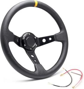 img 4 attached to 🏎️ Premium Somusen Universal Deep Racing Steering Wheel 14”/350mm Dish: Enhanced Performance with Leather Grip and Aluminum Frame