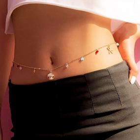 img 3 attached to Simsly Gold Waist Chains Beads Shell Body Chains Starfish Beach Belly Chain Jewelry For Women And Girls