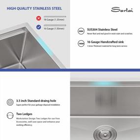 img 2 attached to Sarlai 32 Inch Undermount Workstation Kitchen Sink With Ledge, Deep Single Bowl, R10 Tight Radius, 16 Gauge Stainless Steel Basin