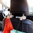 beige car headrest hooks, set of 2 vehicle back seat hanger holder for purse bag cloth grocery logo
