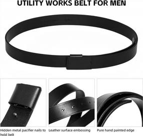img 2 attached to Leather Work Belt For Men 1 3/8 Inch Wide - No Scratch Buckleless Mechanics Belt By POYOLEE.