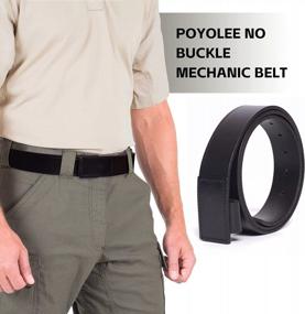 img 1 attached to Leather Work Belt For Men 1 3/8 Inch Wide - No Scratch Buckleless Mechanics Belt By POYOLEE.