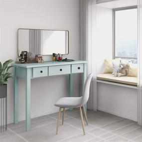 img 3 attached to Compact And Stylish Light Green Writing Desk With Drawers For Small Spaces - Perfect For Home Office, Study Or Vanity Makeover