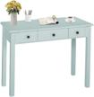 compact and stylish light green writing desk with drawers for small spaces - perfect for home office, study or vanity makeover logo