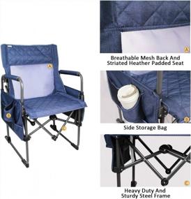 img 2 attached to Heavy Duty Portable Folding Chair W/ Armrest, Cup Holder & Side Bags - Perfect For Camping, Traveling & Hiking | Zenree Blue