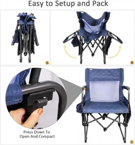img 1 attached to Heavy Duty Portable Folding Chair W/ Armrest, Cup Holder & Side Bags - Perfect For Camping, Traveling & Hiking | Zenree Blue