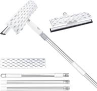 🪟 ittaho 2-in-1 window cleaning tool with extension pole - swivel squeegee and microfiber scrubber for effortless window cleaning, white & gray logo