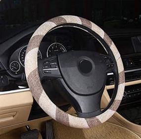 img 2 attached to Boho Cloth Steering Wheel Cover For Women Men 2019 E46 (Beige White)