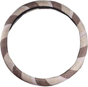 img 1 attached to Boho Cloth Steering Wheel Cover For Women Men 2019 E46 (Beige White)