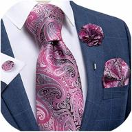 dibangu men's silk necktie set with woven handkerchief, lapel pin brooch, paisley and plaid patterns, solid and floral designs logo