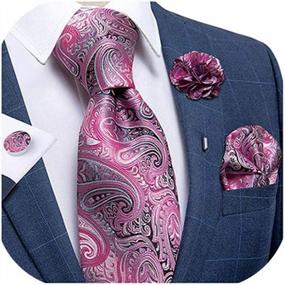 img 4 attached to DiBanGu Men'S Silk Necktie Set With Woven Handkerchief, Lapel Pin Brooch, Paisley And Plaid Patterns, Solid And Floral Designs