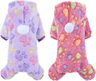 🐶 medium dog pajamas 2-pack - flannel sweater hoodie for small dogs - winter warmth puppy clothes - plush pet jumpsuit - cute cat onesie outfit - apparel coat (small, set of 2) logo