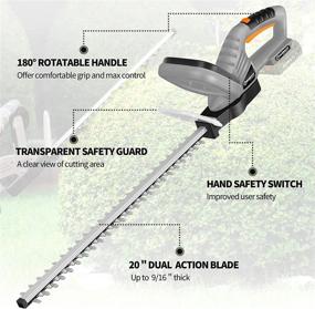 img 3 attached to WORKSITE Cordless Hedge Trimmer, Electric Hedge Trimmer, Bush Trimmer With 20-Inch Dual Blade, 2.0Ah Battery & Fast Charger, Grey