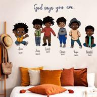 gusuhome african black boys wall decor: inspiring god quotes decals for motivation & positivity in teens' bedrooms and living rooms logo