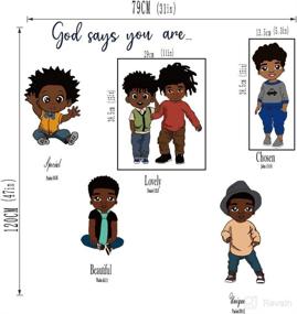 img 2 attached to Gusuhome African Black Boys Wall Decor: Inspiring God Quotes Decals for Motivation & Positivity in Teens' Bedrooms and Living Rooms