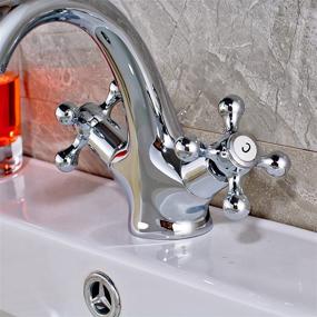 img 1 attached to Modern Chrome Finish Double Knob Basin Faucet For Single Hole Bathroom Sinks - Rozin Deck-Mounted Mixer Tap