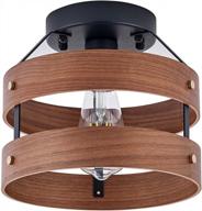 встраиваемый светильник в деревенском стиле с деревянным акцентом, идеально подходящий для прихожей, кухни, ванной комнаты и спальни - металлический потолочный светильник tehenoo 1-light логотип