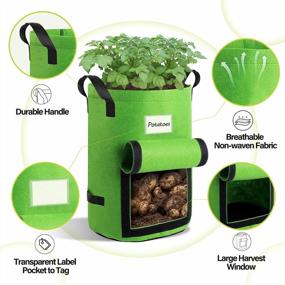 img 2 attached to 4 Pack 10 Gallon Potato Grow Bags - Plant Vegetables & Fruits Easily With Breathable Nonwoven Fabric Planters
