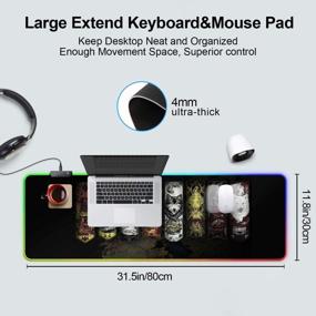 img 3 attached to RGB XL Gaming Mouse Pad (31.5"×11.8"), Extended LED Mat, Anti-Slip Base Computer Keyboard & Mouse Mat For PC/Laptop/E-Sports/Office Desk