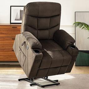 img 4 attached to Electric Power Lift Recliner Chair With Heated Vibration, Massage & USB Ports - Perfect For Elderly Living Room Comfort!