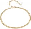 fettero gold bracelet: layered chain jewelry gift for women men - adjustable cz minimalist simple beaded/statellite/circle/fan/wing/rudder designs logo