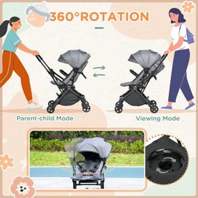 img 1 attached to Qaba Foldable Rotating-Seat Stroller Wagon: The Perfect Lightweight All-Terrain Infant Stroller!