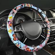 car-grand butterfly shining elegant print leather leopard star steering wheel cover for pretty women cute girls truck suv van (butterfly shining логотип