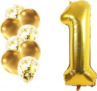 golden celebration: 40 inch number 1 balloon with balloon set for 1st birthday and anniversary parties logo