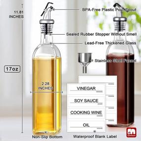 img 3 attached to GMISUN Oil And Vinegar Dispenser Set, Olive Oil Dispenser Bottle With 17Oz / 500Ml Cooking Oil Container, Spout, Funnel And Labels, 2 Pack Glass Cruets For Vinegar And Oil, Clear…
