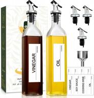 gmisun oil and vinegar dispenser set, olive oil dispenser bottle with 17oz / 500ml cooking oil container, spout, funnel and labels, 2 pack glass cruets for vinegar and oil, clear… logo