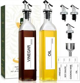 img 4 attached to GMISUN Oil And Vinegar Dispenser Set, Olive Oil Dispenser Bottle With 17Oz / 500Ml Cooking Oil Container, Spout, Funnel And Labels, 2 Pack Glass Cruets For Vinegar And Oil, Clear…