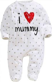 img 3 attached to Organic Cotton Long Sleeve Footed Romper For Newborns - "I Love Mommy And Daddy" Jumpsuit