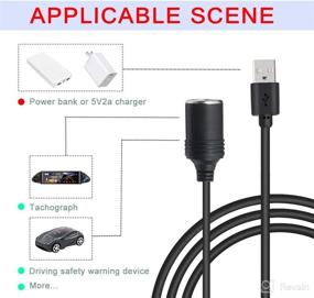 img 3 attached to 🔌 TEHUS USB to 12V DC Power Adapter - 5V USB A Male to 12V Car Cigarette Lighter Socket Converter for Dash Camera GPS with 2M Cable