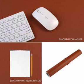img 3 attached to Dual Sided Leather Desk Pad - Waterproof Office Mat, PU Mouse Pad & Writing Protector Cover (31.5 X 15.7") For Home/Work/Cubicle | Brown/Gray