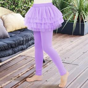 img 3 attached to 🩲 BOOPH Little Girls Leggings Pants with Tutu Skirts: Footless Tights Culottes for Kids