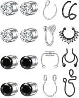 qwalit fake body jewelry set - including nose rings, septum ring, helix earrings and more - perfect for women's fake piercing styles logo