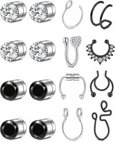 img 4 attached to QWALIT Fake Body Jewelry Set - Including Nose Rings, Septum Ring, Helix Earrings And More - Perfect For Women'S Fake Piercing Styles
