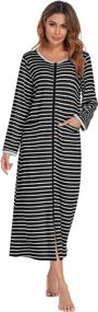 img 3 attached to Ekouaer Sleeve Zip Front Bathrobe Sleepwear Women's Clothing : Lingerie, Sleep & Lounge