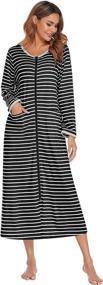 img 4 attached to Ekouaer Sleeve Zip Front Bathrobe Sleepwear Women's Clothing : Lingerie, Sleep & Lounge
