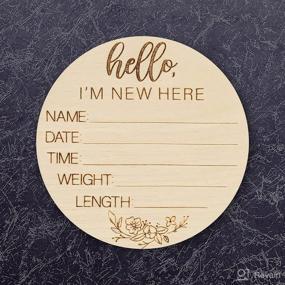 img 1 attached to 👶 Charming Wooden Newborn Welcome Sign - Personalized Baby Name Announcement for Hospitals - Adorable 4.75" Round Infant Arrival Stat Sign - Delicate Design, 3mm Thickness