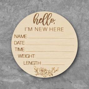 img 3 attached to 👶 Charming Wooden Newborn Welcome Sign - Personalized Baby Name Announcement for Hospitals - Adorable 4.75" Round Infant Arrival Stat Sign - Delicate Design, 3mm Thickness